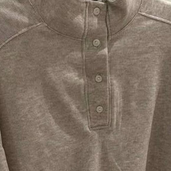 Beige Button Neck Sweatshirt - Picture 3 of 3